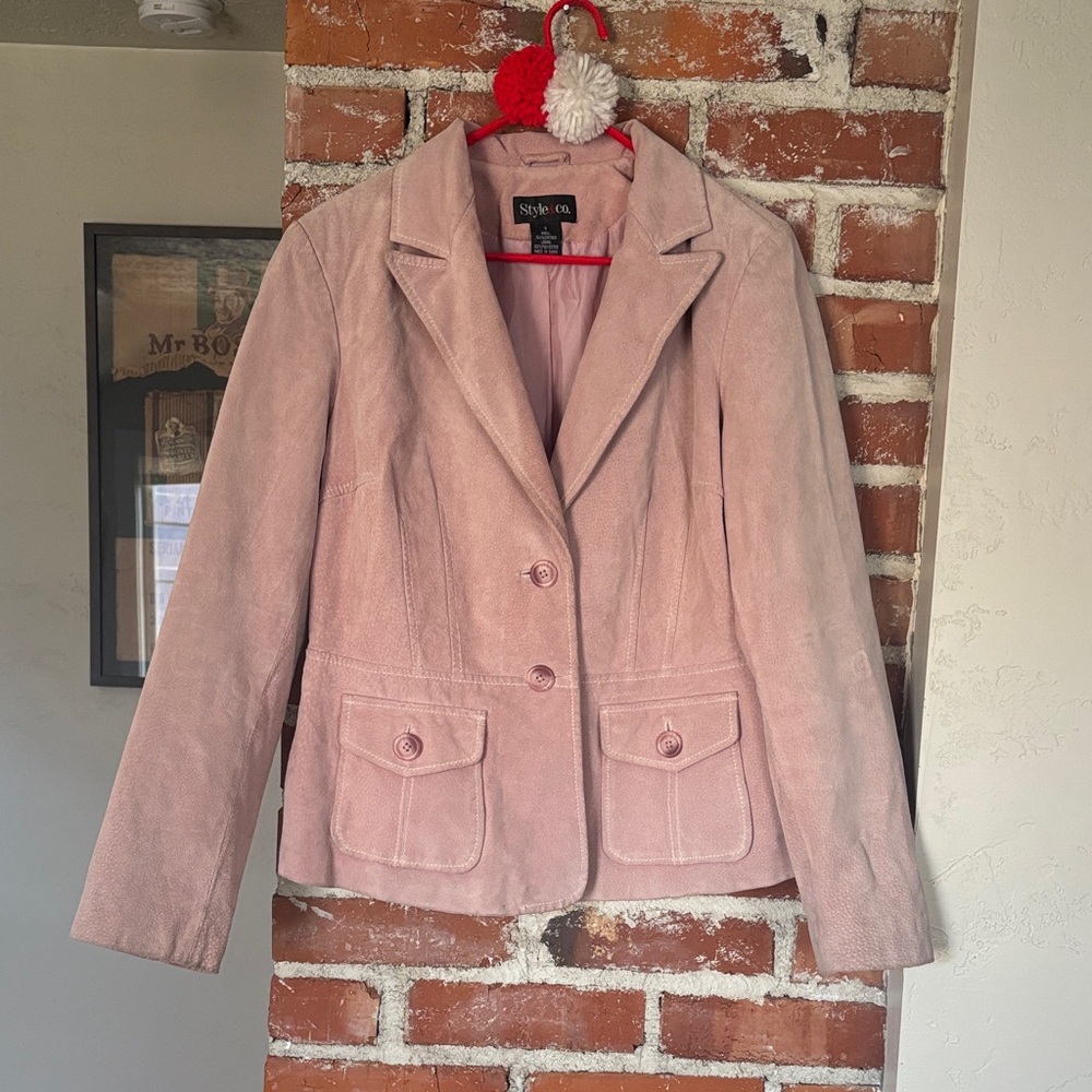Vintage Pink Suede Leather Blazer